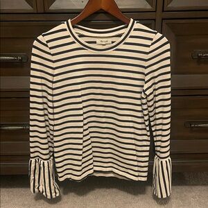 Madewell Black and White Striped Long Sleeve Top
